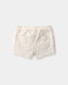 Baby Girl Eyelet Trim Twill Shorts - Cream, image 2 of 4 slides