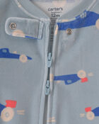 B&eacute;b&eacute; gar&ccedil;on - Pyjama ajust&eacute; 1 pi&egrave;ce en DreamPlum et fermeture &agrave; glissi&egrave;re double sens et motif voiture de course - Bleu marine, image 3 sur 4 diapositives