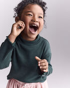 Toddler Girl Mock Neck Long-Sleeve Top - Dark Green, image 1 of 6 slides