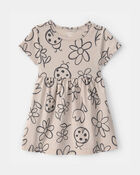Baby Girl Floral Ladybug Short-Sleeve Dress - Brown, image 1 of 4 slides