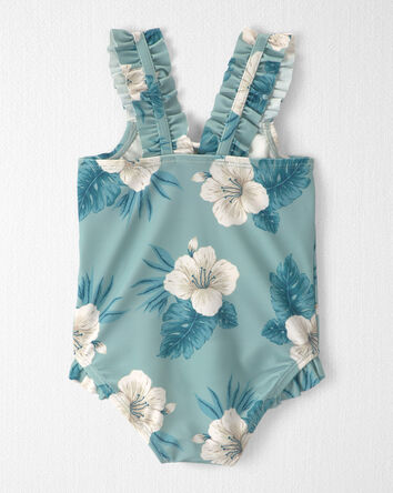 Baby Girl Recycled Ruffle 1-Piece Swimsuit in Hibiscus, 