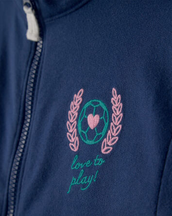 Tout-petit fille - Blouson style universitaire en jersey bouclette avec fermeture &agrave; glissi&egrave;re &ndash; Bleu, 