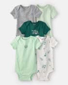 Baby 5-Pack Sports Multipack Bodysuits - Green/White, image 1 of 7 slides
