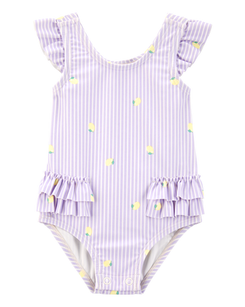 Baby 1-Piece Striped Lemon Swimsuit, 
