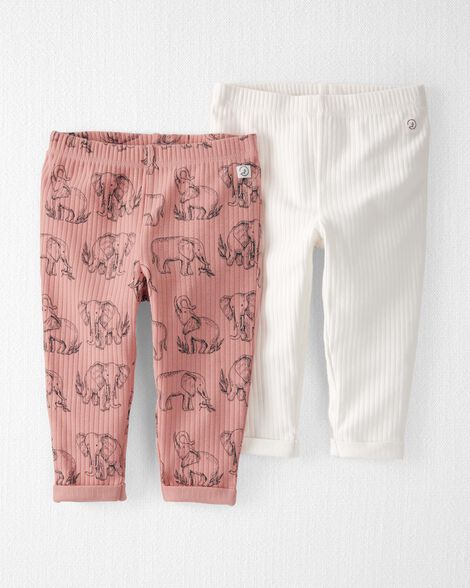 Pink Ellie, Light Cream 2-Pack Organic Cotton Rib Pants