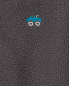 Monster Truck Teddy Microfleece Zip-Up Jacket - Charcoal Gray, image 2 of 3 slides