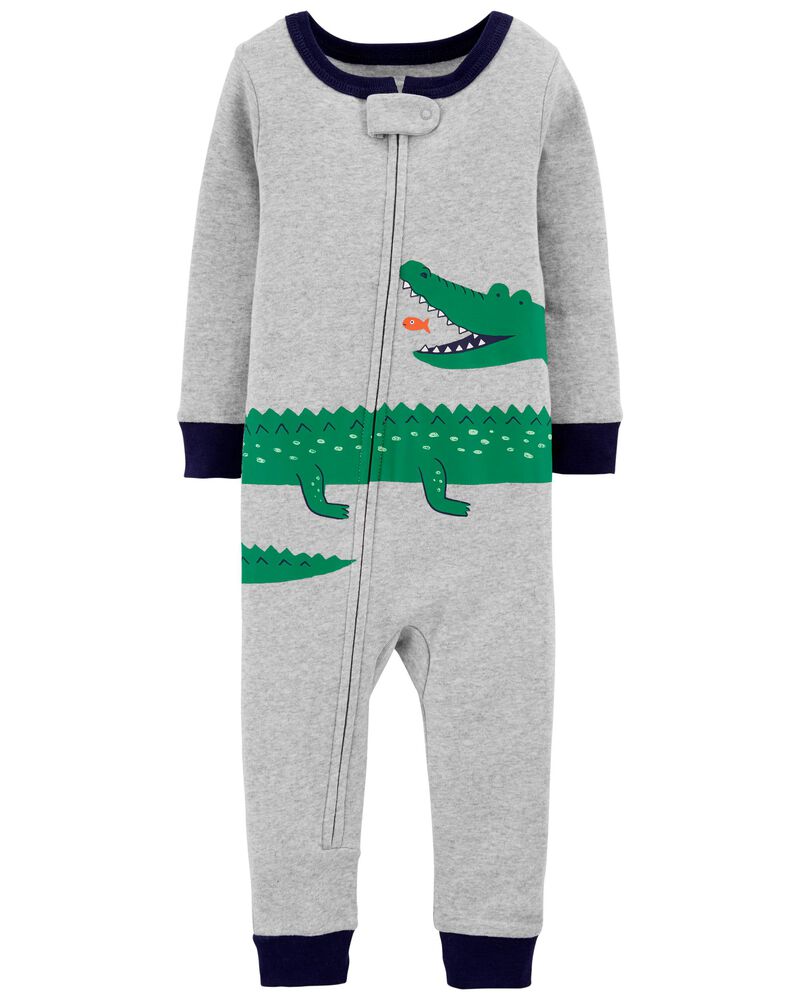 1-Piece Alligator 100% Snug Fit Cotton Footless Pyjamas, image 1 of 2 slides