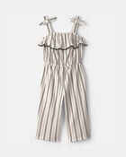 Toddler Girl Striped Ruffle Jumpsuit - Cream, image 1 of 7 slides