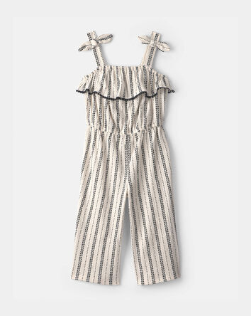 Toddler Girl Striped Ruffle Jumpsuit - Cream, 
