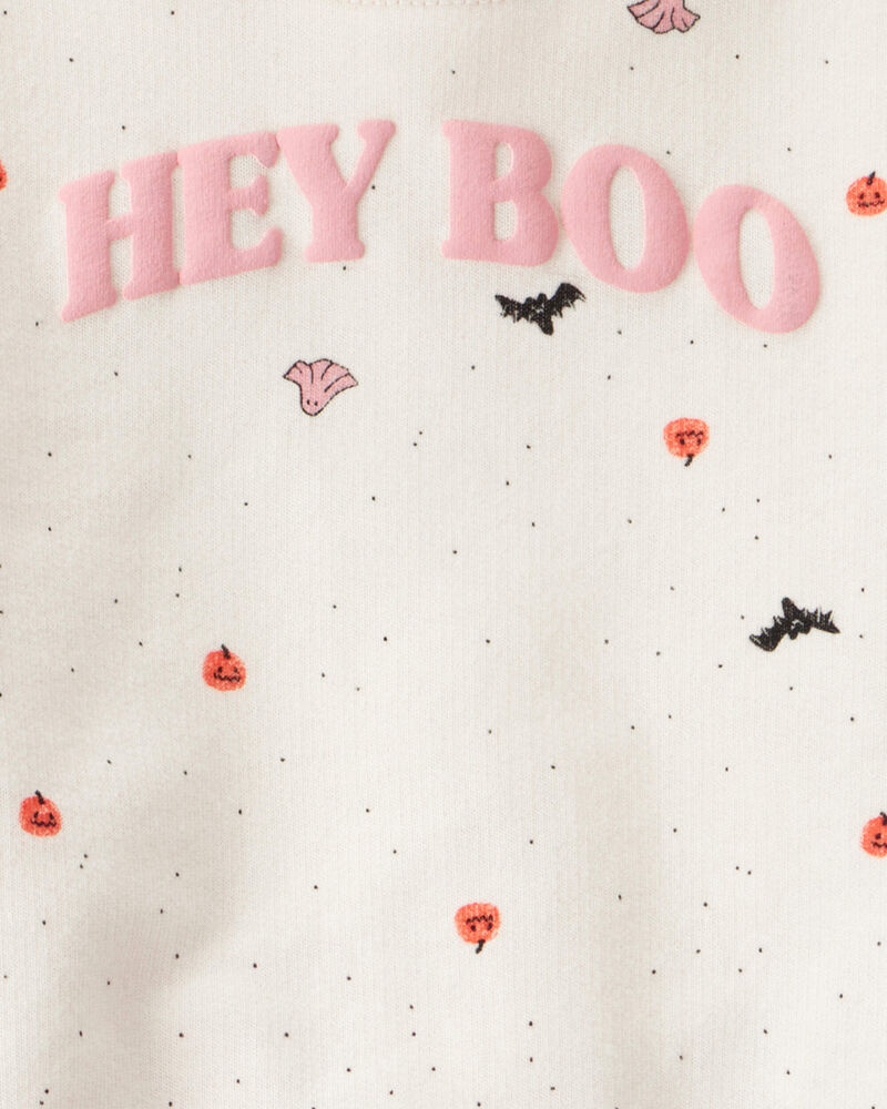 Baby Girl 2-Piece Hey Boo Halloween Outfit Set - Cream, image 3 of 4 slides