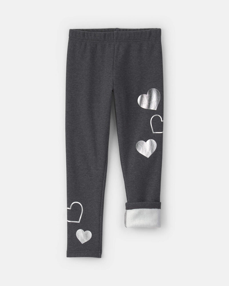 Filles - Legging extensible en molleton &agrave; motif c&oelig;ur &ndash; Gris, image 3 sur 5 diapositives