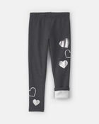 Filles - Legging extensible en molleton &agrave; motif c&oelig;ur &ndash; Gris, image 3 sur 5 diapositives