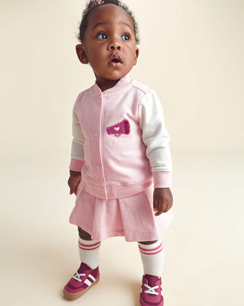 Baby Girl 3-Piece Varsity French Terry Layering Set - Pink, 