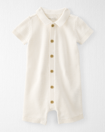 Baby Organic Cotton Crotchet Knit Romper, 