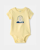 Baby 'My Aunt Is So Chill' Cat Graphic Bodysuit - Yellow, image 1 of 3 slides