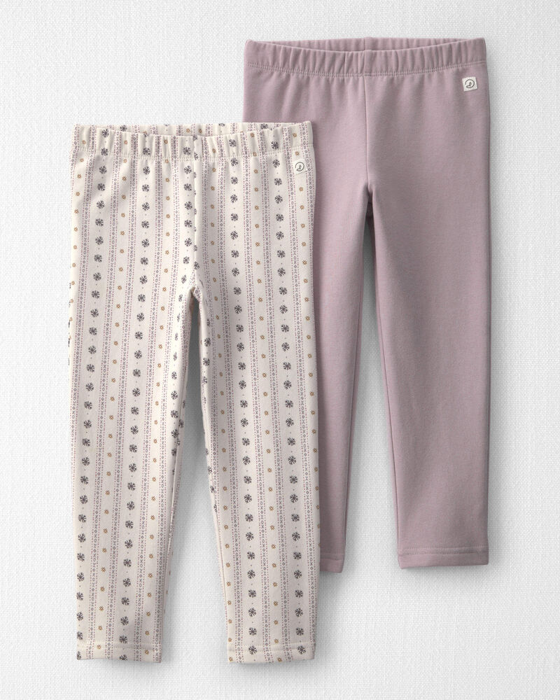 Toddler Girl 2-Pack Recycled Fleece Leggings Made with Organic Cotton, image 1 of 5 slides