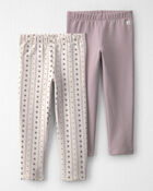 Toddler Girl 2-Pack Recycled Fleece Leggings Made with Organic Cotton, image 1 of 5 slides
