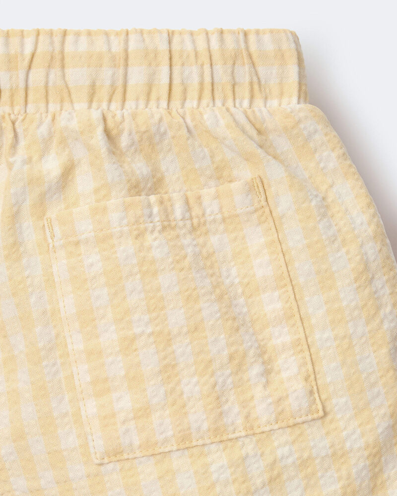 Toddler Girl Gingham Peplum Shorts &ndash; Yellow, image 7 of 7 slides