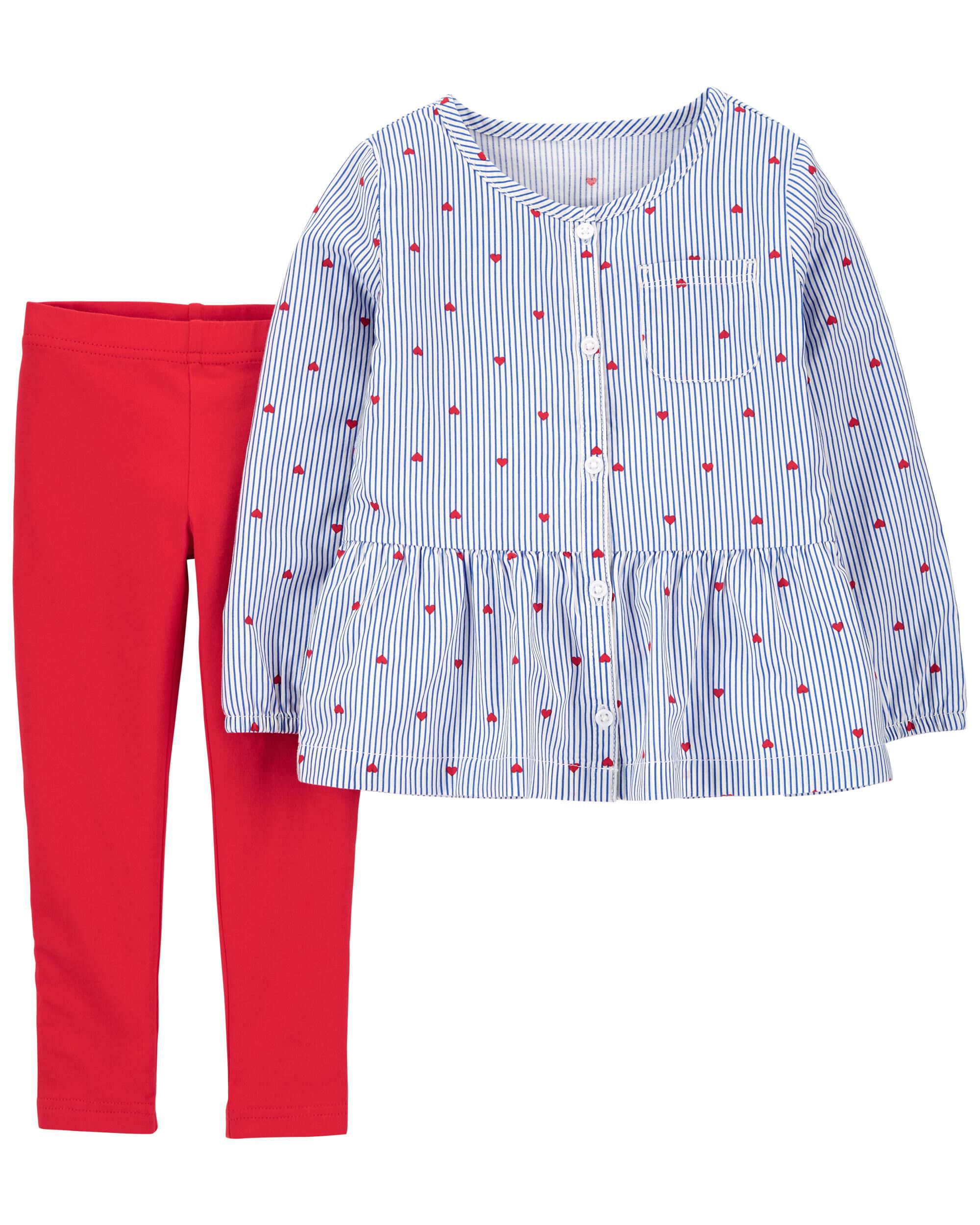 2 Piece Heart Top Legging Set