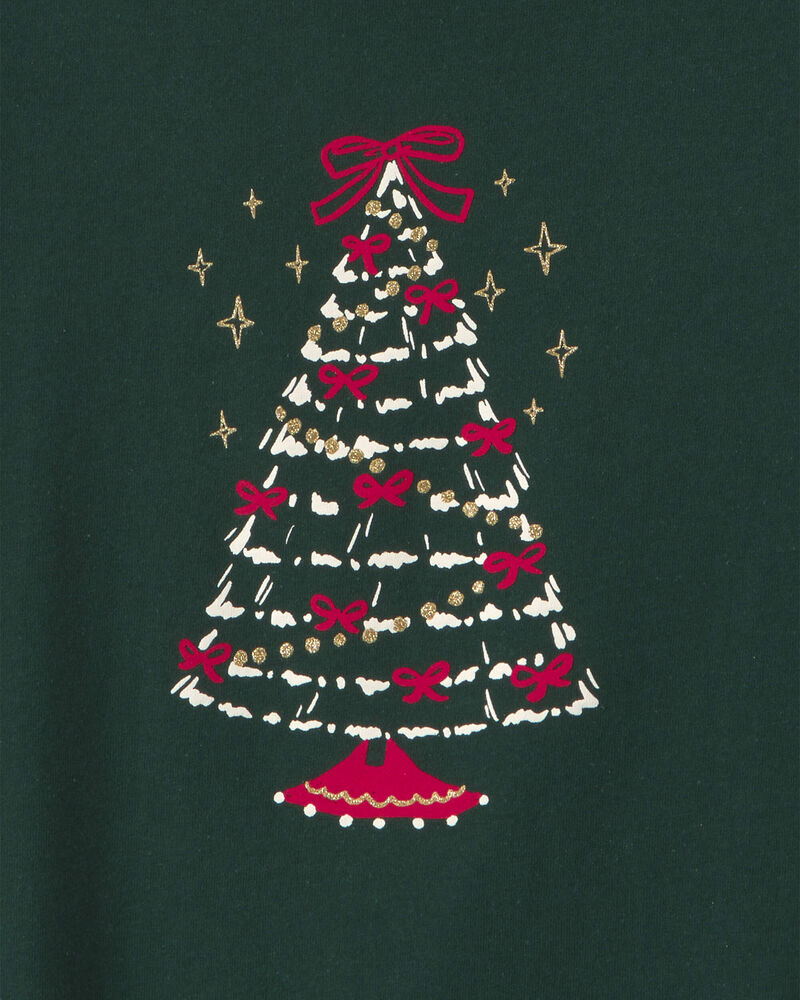 Girls Christmas Tree Long-Sleeve Graphic Tee - Green, image 2 of 3 slides