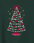 Girls Christmas Tree Long-Sleeve Graphic Tee - Green, image 2 of 3 slides