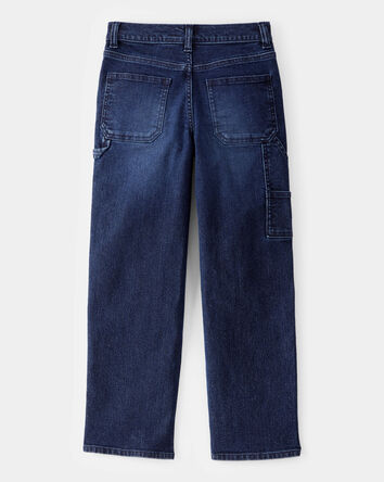 Jeune Pantalon cargo décontracté en denim emblématique - Délavage indigo, 