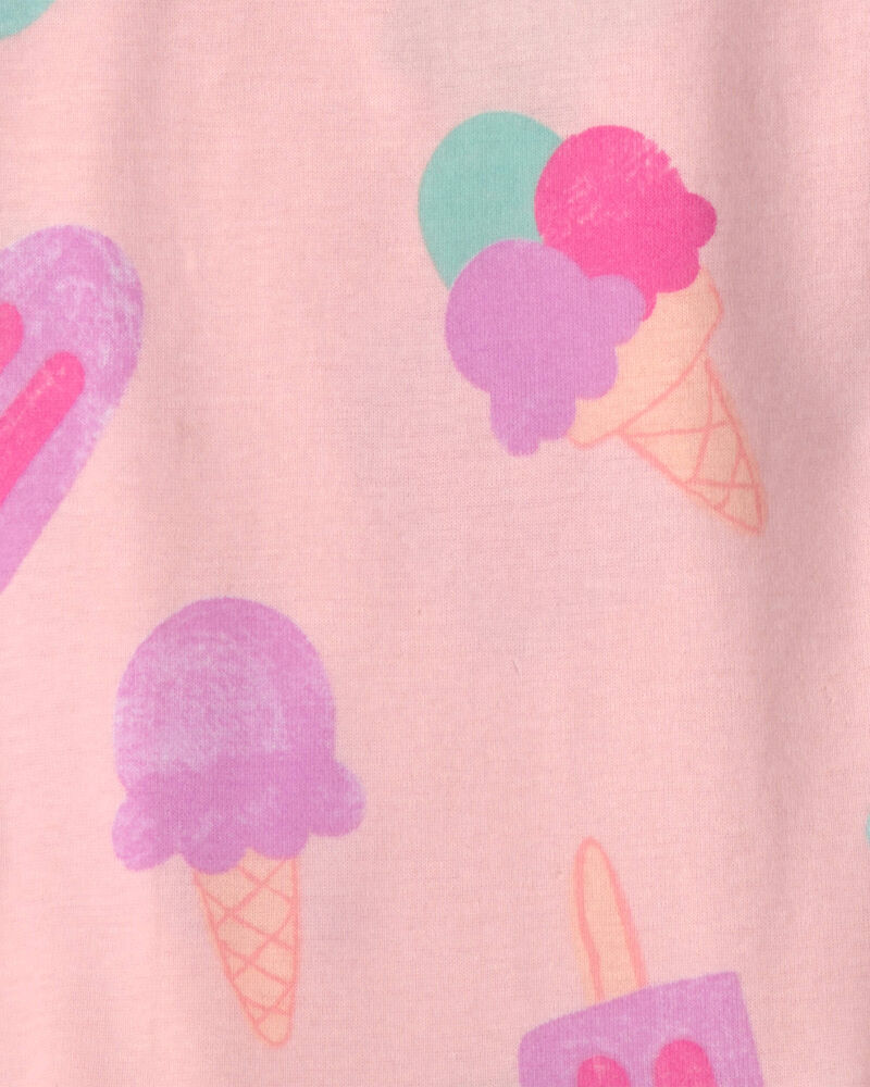 Toddler Girl Ice Cream 100% Cotton Short-Sleeve Snug Fit 2-Piece pyjama Set - Pink, image 2 of 3 slides
