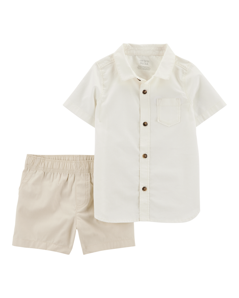 Toddler 2-Piece Khaki Shorts Outfit, image 1 of 4 slides
