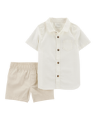 Toddler 2-Piece Khaki Shorts Outfit, image 1 of 4 slides