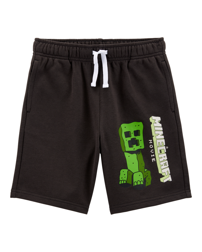 Kid Minecraft Print Drawstring Shorts - Black, image 1 of 3 slides