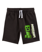 Kid Minecraft Print Drawstring Shorts - Black, image 1 of 3 slides