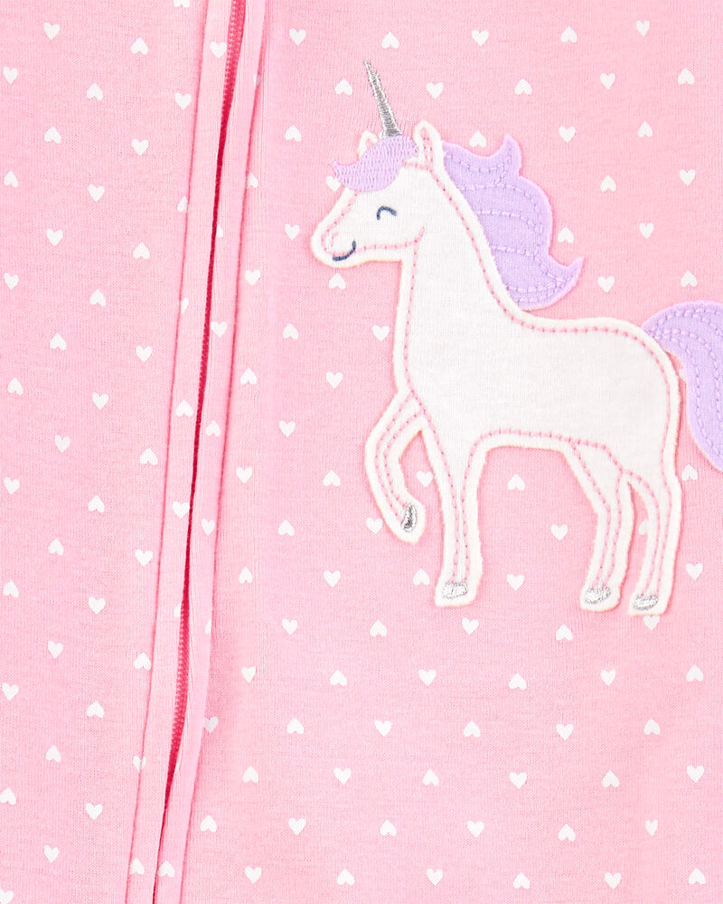 Baby Girl Unicorn Snug Fit Cotton Footie 1-Piece Pyjamas - Pink, image 2 of 4 slides