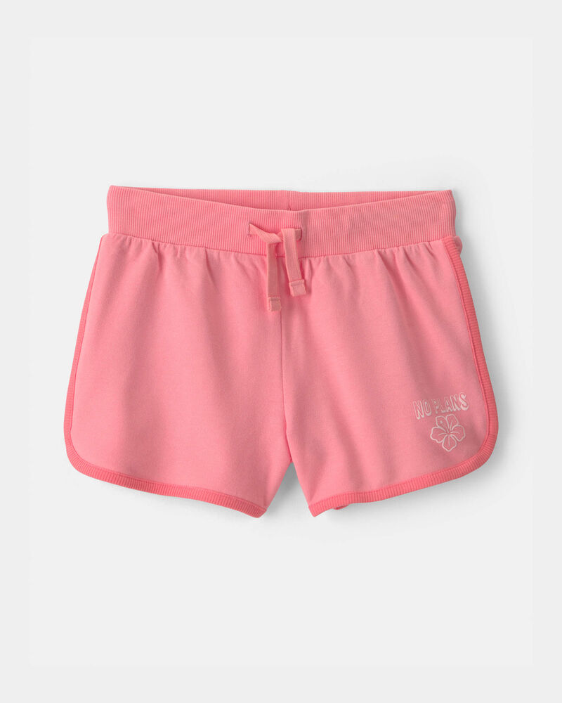 Girls 'No Plans' French Terry Shorts - Pink, image 1 of 5 slides