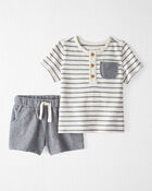 Baby 2-Piece Henley Tee and Shorts Set Made with Organic Cotton, image 1 of 4 slides
