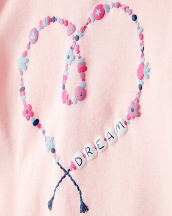 Girls Heart Print 100% Cotton Long-Sleeve Snug Fit 4-Piece Pyjamas - Navy/Pink, 