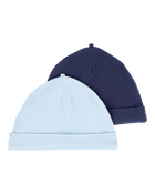 Bébé garçon - Emballage de 2 bonnets PurelySoft - Bleu, image 1 sur 4 diapositives
