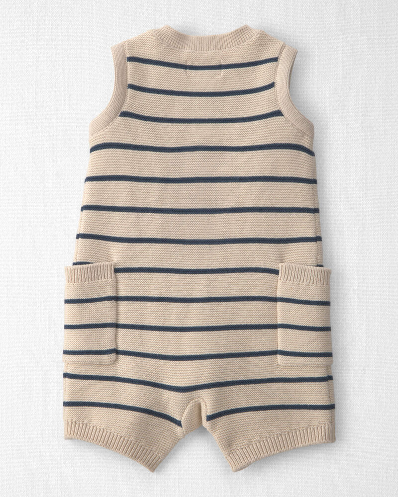 B&eacute;b&eacute; - Barboteuse en tricot de coton biologique &agrave; rayures, image 3 sur 5 diapositives