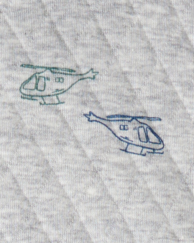 Toddler Boy 2-Piece Helicopter Quilted Hoodie & Pant Set - Grey, image 3 of 4 slides