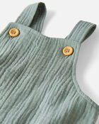 Baby Organic Cotton Gauze Shortalls in Green, image 3 of 4 slides