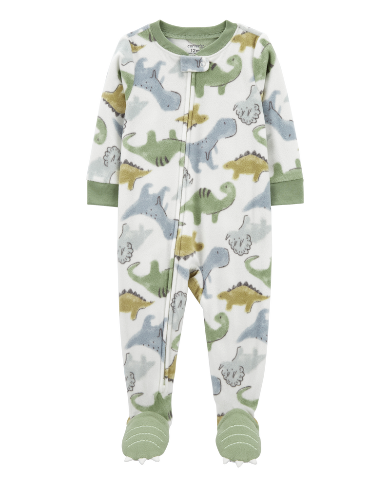 Toddler 1-Piece Dinosaur Fleece Footie Pyjamas, image 1 of 5 slides
