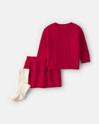Baby Girl 3-Piece  Long-Sleeve Sweater Skirt Set - Red, image 1 of 5 slides