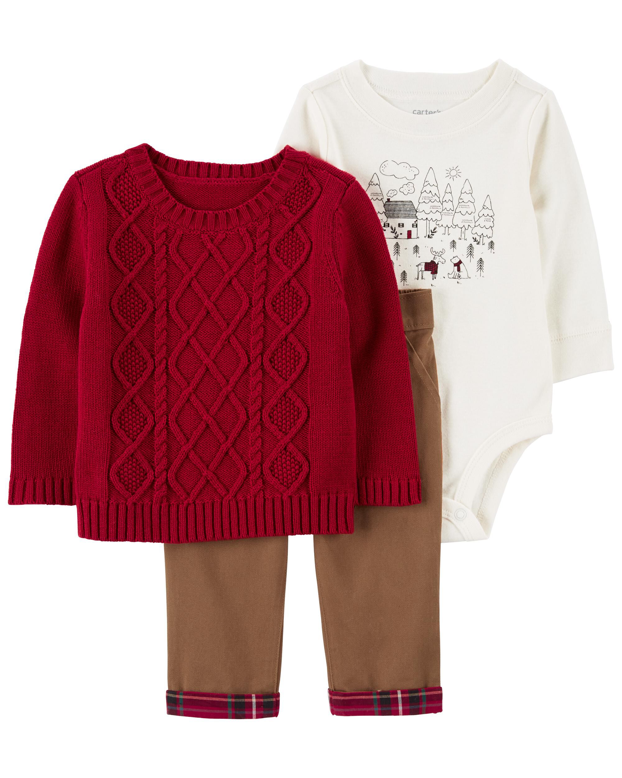 3 Piece Sweater Pant Outfit Set