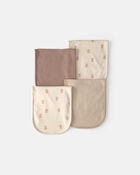 Baby Boy 4-Pack Bear Burp Cloths - Brown/Ivory, image 1 of 3 slides