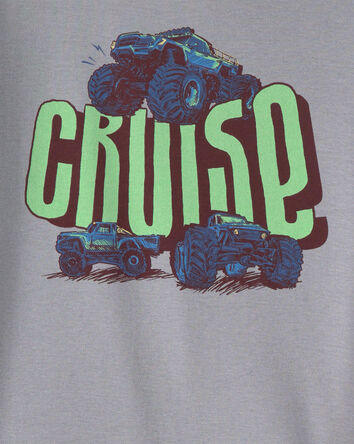 Toddler Boy Monster Truck 100% Cotton Snug Fit 4-Piece Pyjama Set - Grey, 