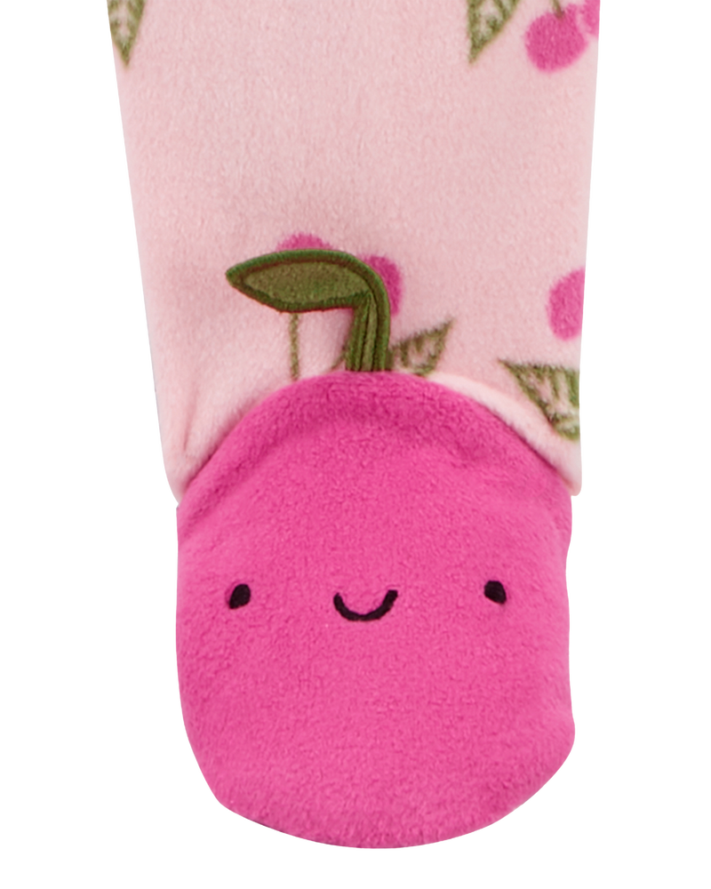 Toddler 1-Piece Cherry Fleece Footie Pyjamas, image 2 of 5 slides