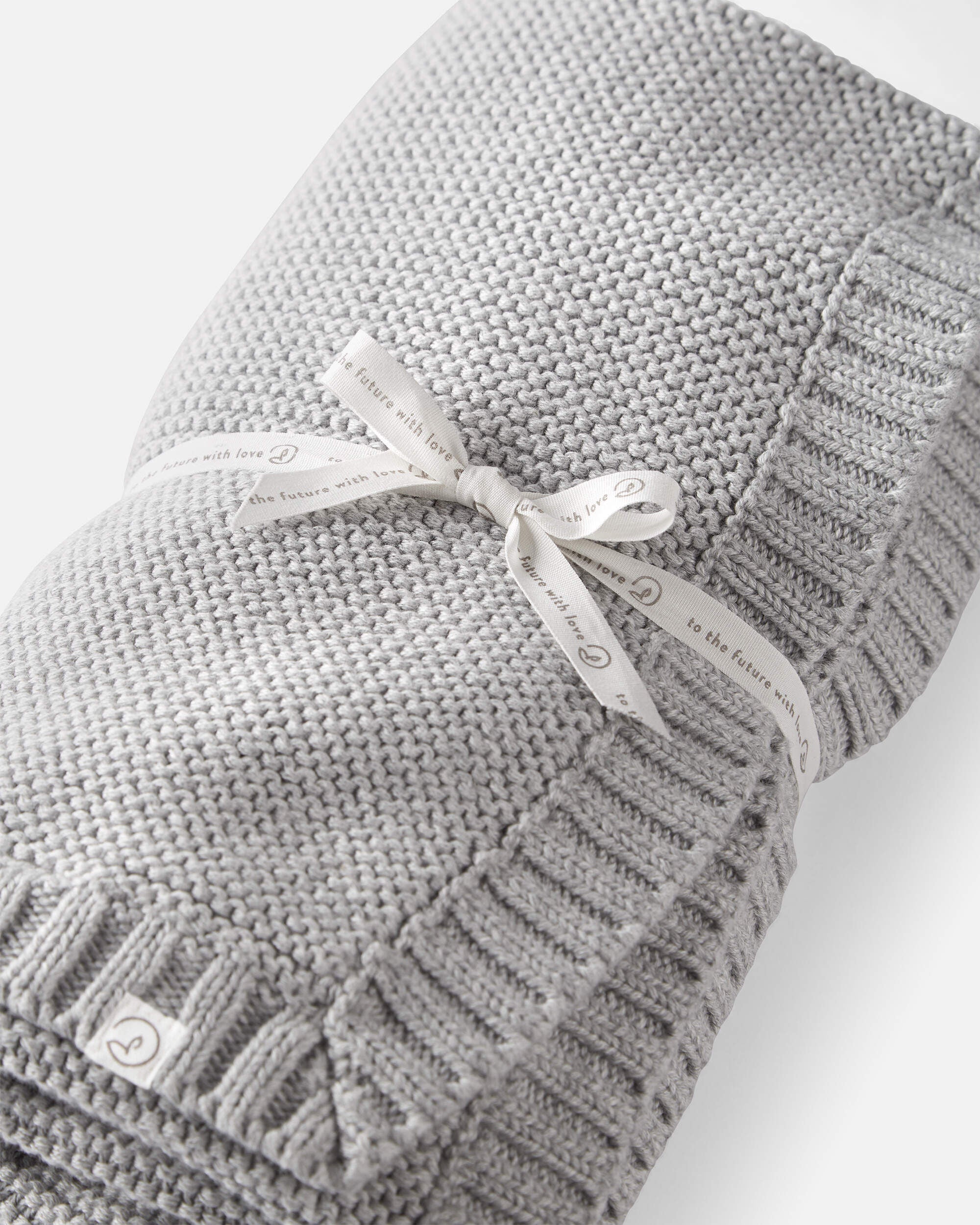 Baby Girls Baby Organic Cotton Textured Knit Blanket in Gray OSZ Little Planet