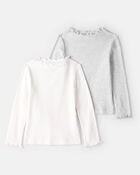 Toddler Girl 2-Pack Mock Neck Long-Sleeve Tops - White, image 1 of 4 slides