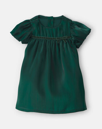 Baby Girl Poplin Short-Sleeve Dress - Green, 