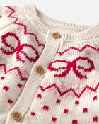 Baby Girl Organic Cotton Fair Isle Sweater Knit Jumpsuit, image 3 of 5 slides
