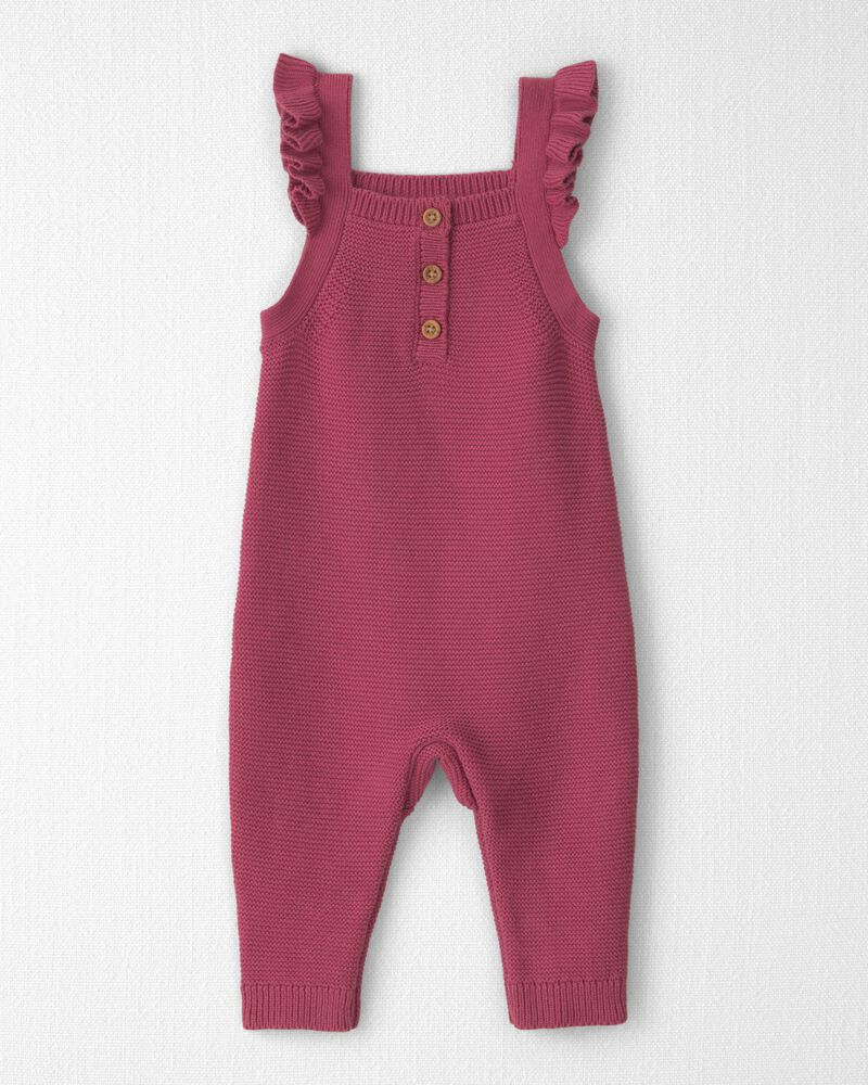 B&eacute;b&eacute; fille - Salopette en tricot de coton biologique doux, image 1 sur 5 diapositives